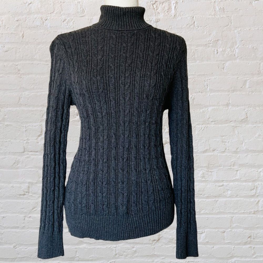 St JOHN’S BAY Women’s Turtleneck Sweater Size L Gray Top